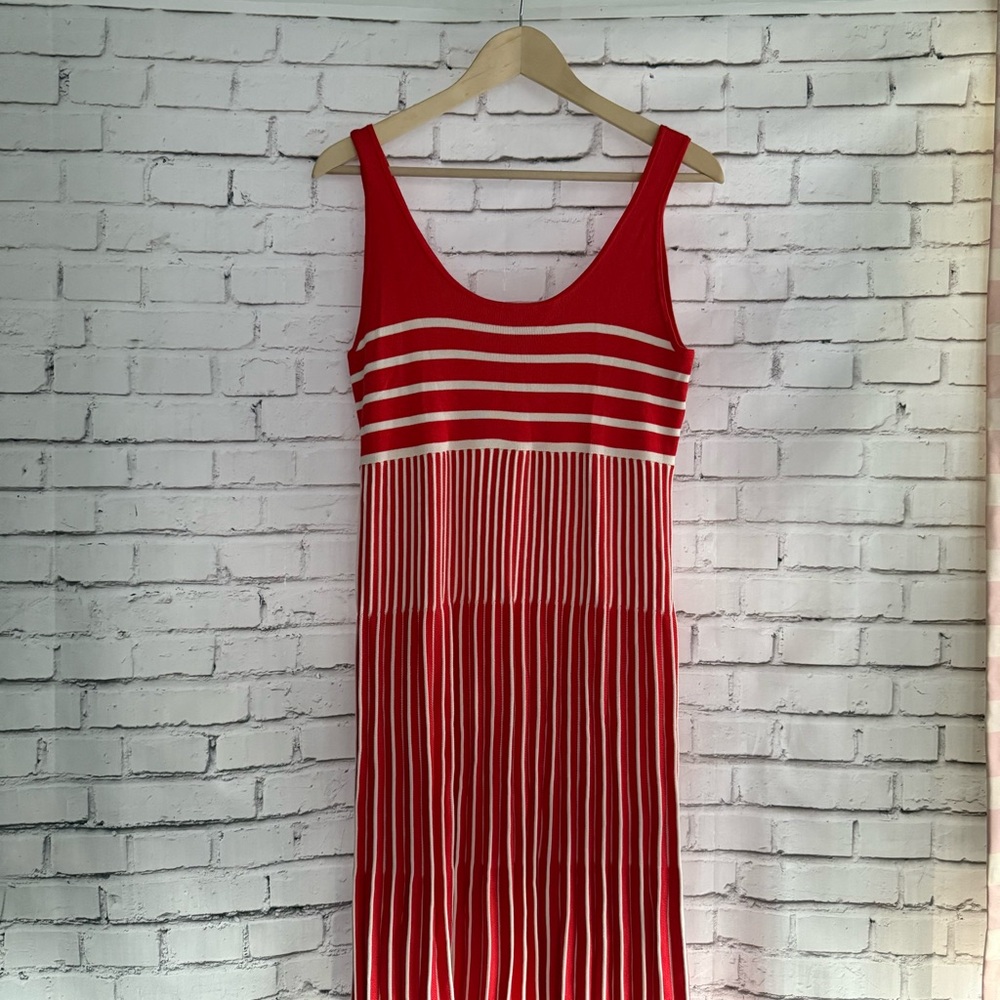 a new day Red and White Striped Midi Dress‎